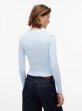 Blue T-Shirt Cu Maneca Lunga Ribbed Cu Croiala Slim  Femei