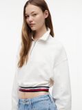 White Boxy Quarter-Zip Sweatshirt  Women