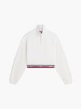 White Boxy Quarter-Zip Sweatshirt  Women