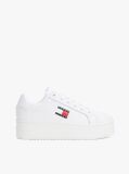 White Essential Leather Fine-Cleat Flatform Trainers  Women