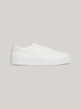 White Leather Debossed Logo Cupsole Trainers  Men