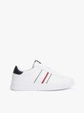 White Leather Debossed Logo Trainers  Men