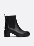 Negru Enamel Flag Leather Cleat Chelsea Boots  Femei