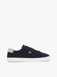 Blue Canvas Metallic Heel Trainers  Women