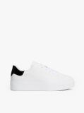 Alb Sneakers Cu Talpa Platforma Si Toc Contrast Din Piele  Femei
