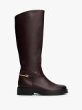 Brown Leather TH Monogram Horsebit Riding Boots  Women