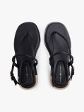 Black Leather TH Monogram Gold-Tone Heel Sandals  Women