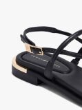 Black Leather TH Monogram Gold-Tone Heel Sandals  Women
