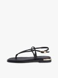 Black Leather TH Monogram Gold-Tone Heel Sandals  Women