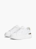 White TH Monogram Leather Platform Trainers  Women