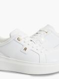 White TH Monogram Leather Platform Trainers  Women