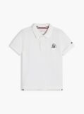 Alb Polo Cu Croiala Regular Si Logo  Baieti