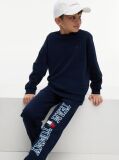 Blue Pantaloni Joggers Cu Picior Larg Si Mansete  Baieti