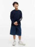 Blue T-Shirt Cu Maneca Lunga Si Logo  Baieti