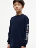 Blue T-Shirt Cu Maneca Lunga Si Logo  Baieti