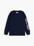 Blue T-Shirt Cu Maneca Lunga Si Logo  Baieti