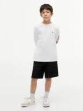 Alb T-Shirt Cu Maneca Lunga Si Logo  Baieti