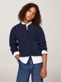 Blue Open Knit Chenille Boxy Cardigan  Girls