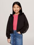 Black Embroidery Logo Zip-Thru Hoody  Girls