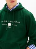 Verde Hanorac Din Terry Cu Gluga Snur Si Logo  Barbati