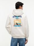 Beige Back Graphic Twill Terry Hoody  Men