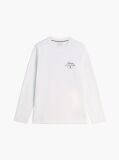 Alb T-Shirt Cu Maneca Lunga Si Logo  Barbati