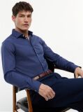 Blue Camasa Cu Croiala Slim Si Micro Print  Barbati