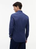 Blue Camasa Cu Croiala Slim Si Micro Print  Barbati