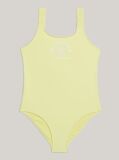 Yellow Hilfiger Monotype Logo One-Piece Swimsuit  Girls