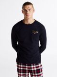 Blue Tricou Lounge Cu Maneca Lunga Cu Logo TH Original   Barbati