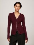 Rosu Cardigan Slim Fit Cu Nasturi   Femei