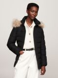 Black Faux Fur Hooded Down Jacket  Women