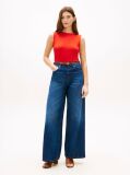 Red Ribbed Slim Boat Neck Tank Top  Women