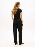 Negru Tricou Slim Din Jersey Cu Logo Texturat  Femei