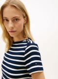 Multi Tricou Slim Cu Guler Boat Si Nasturi Aurii  Femei