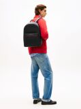 Black Metal Logo Textured Dome Backpack  Men