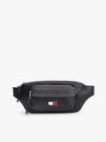 Black Rubberised Logo Bum Bag  Men