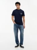 Blue T-Shirt Din Jersey Cu Model Signature  Barbati