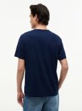 Blue T-Shirt Cu Model Floral Pe Buzunar  Barbati