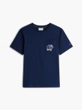 Blue T-Shirt Cu Model Floral Pe Buzunar  Barbati