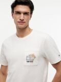 Bej T-Shirt Cu Model Floral Pe Buzunar  Barbati