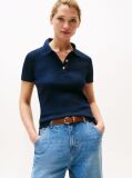 Blue Gold-Tone Button Slim Polo Shirt  Women
