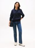 Blue Mid Rise Straight Leg Jeans  Women
