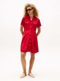 Red Gold-Tone Button Mini Shirt Dress  Women