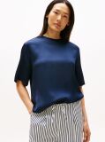 Blue Tricou Sateen Cu Croiala Lejera  Femei