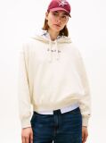 Beige Textured Logo Relaxed Hoody  Women