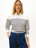 Multi Pulover Cu Guler Tip Mock Neck, Nasturi Si Dungi  Femei