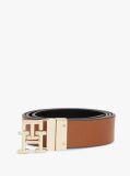 Multi TH Monogram Plaque Buckle Reversible Leather Belt  Women