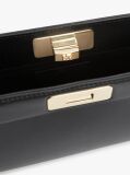 Negru Clutch Modern Cu Lant Cu Inchizatoare Clasp Si Monograma TH  Femei