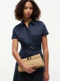 Bej Clutch Modern Cu Lant Cu Inchizatoare Clasp Si Monograma TH  Femei